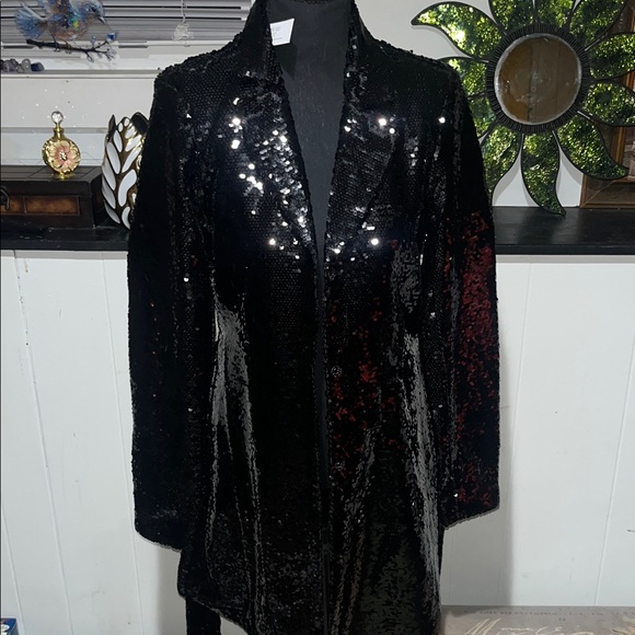 VENUS Shimmering Black Sequin Blazer - Picture 7 of 8